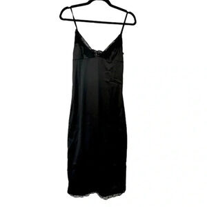 Rosedress Women's Black V-Neck Lace Satin Slip Dress with Straps Size M NWT